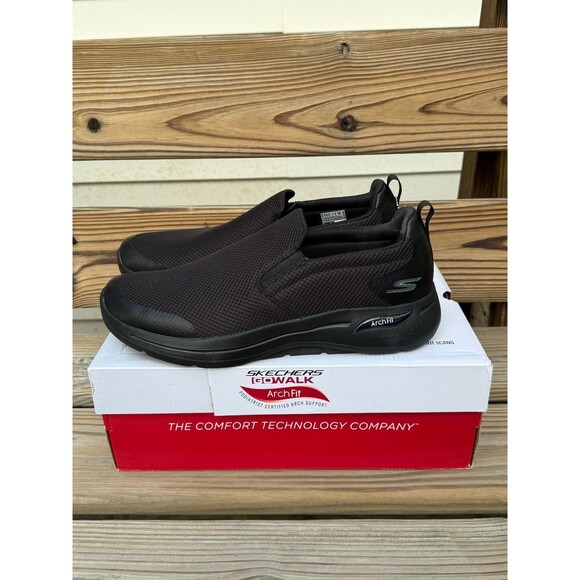 NEW--SKECHERS GO Walk Arch Fit Men's sz 12 Black Slip On Lightweight Comfortable - Picture 10 of 11